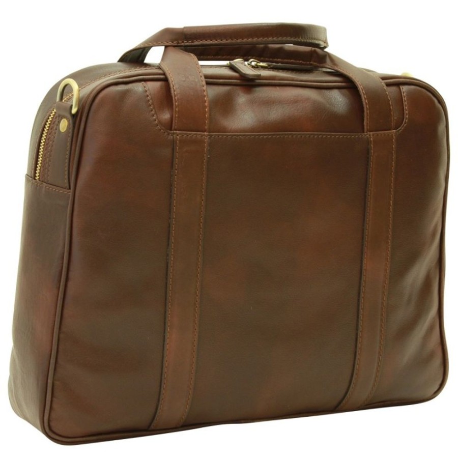 Business Officina 66 | Leather Woman Briefcase "Wadowice" Dark Brown