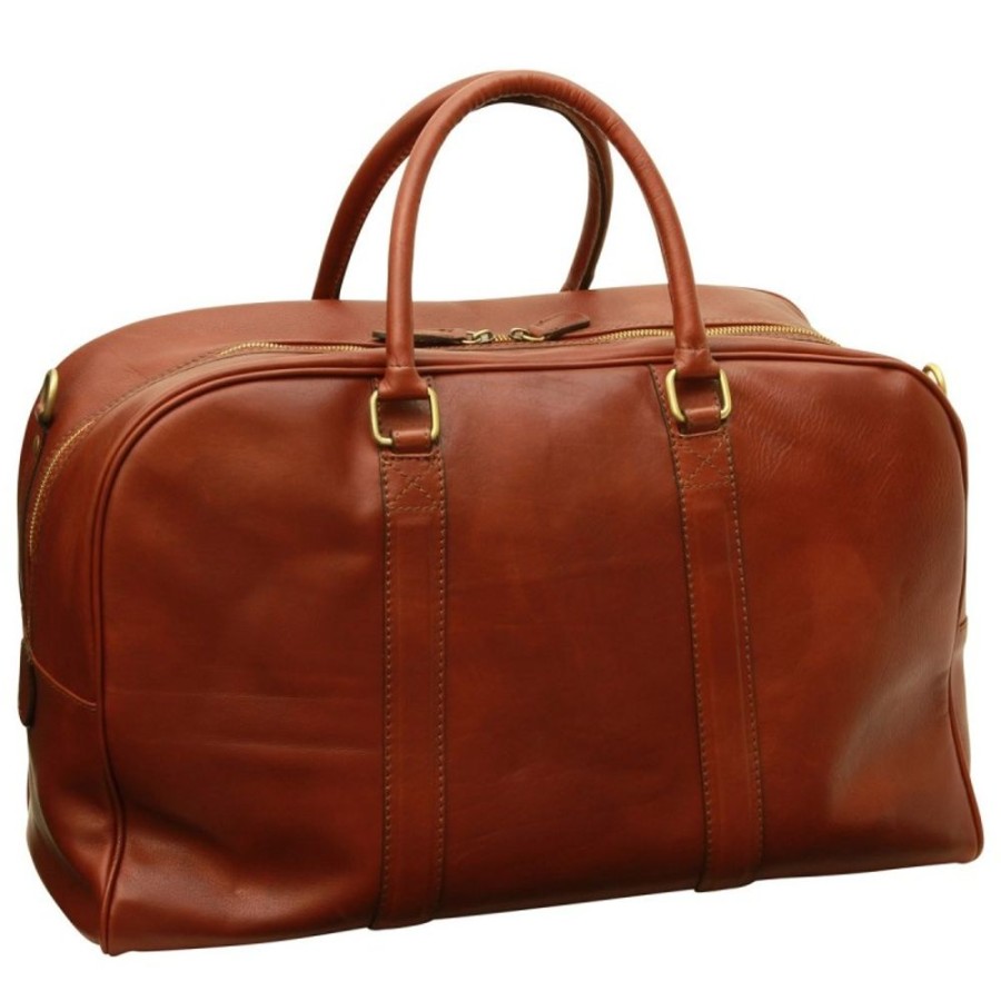 Travels Officina 66 | Big, Minimalist Travel Bag In Fine Calfskin "Grudziadz" B Brown