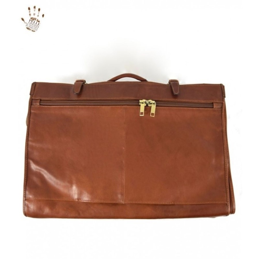 Travels Officina 66 | Leather Travel Bag Clothes Anger "Merciai" Brown