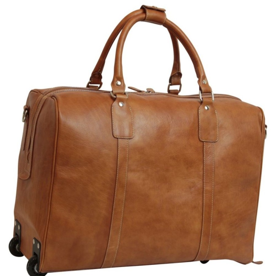 Travels Officina 66 | Soft Calfskin Leather Duffel Bag "Tarnow" Co Cognac