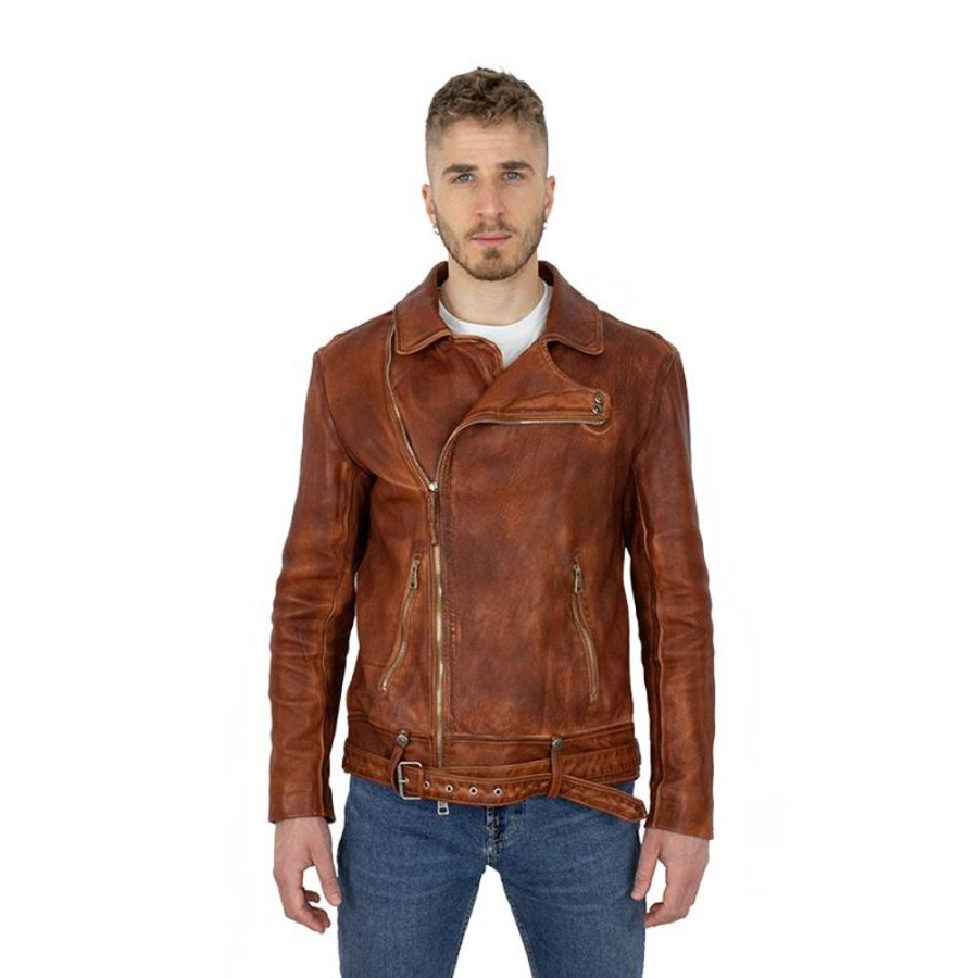 Man Maledetti Toscani Leather Men'S Jackets | Leather Man Jacket "Rider" Brown