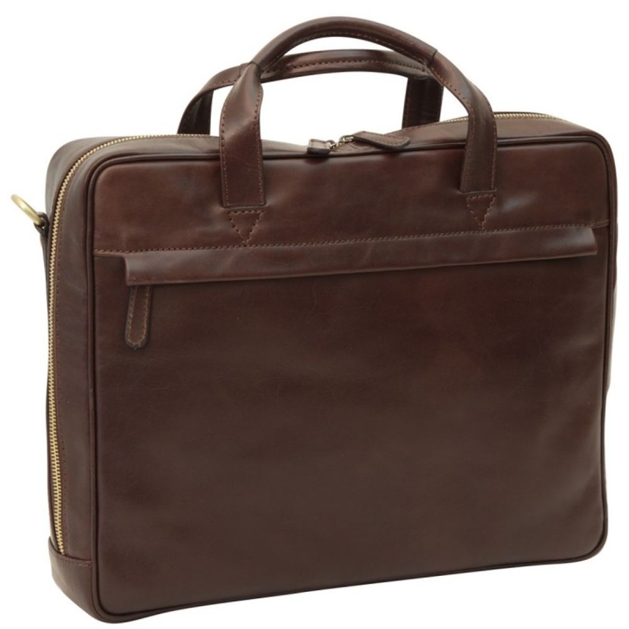 Business Officina 66 | Leather Woman Briefcase "Walbrzych" Dark Brown