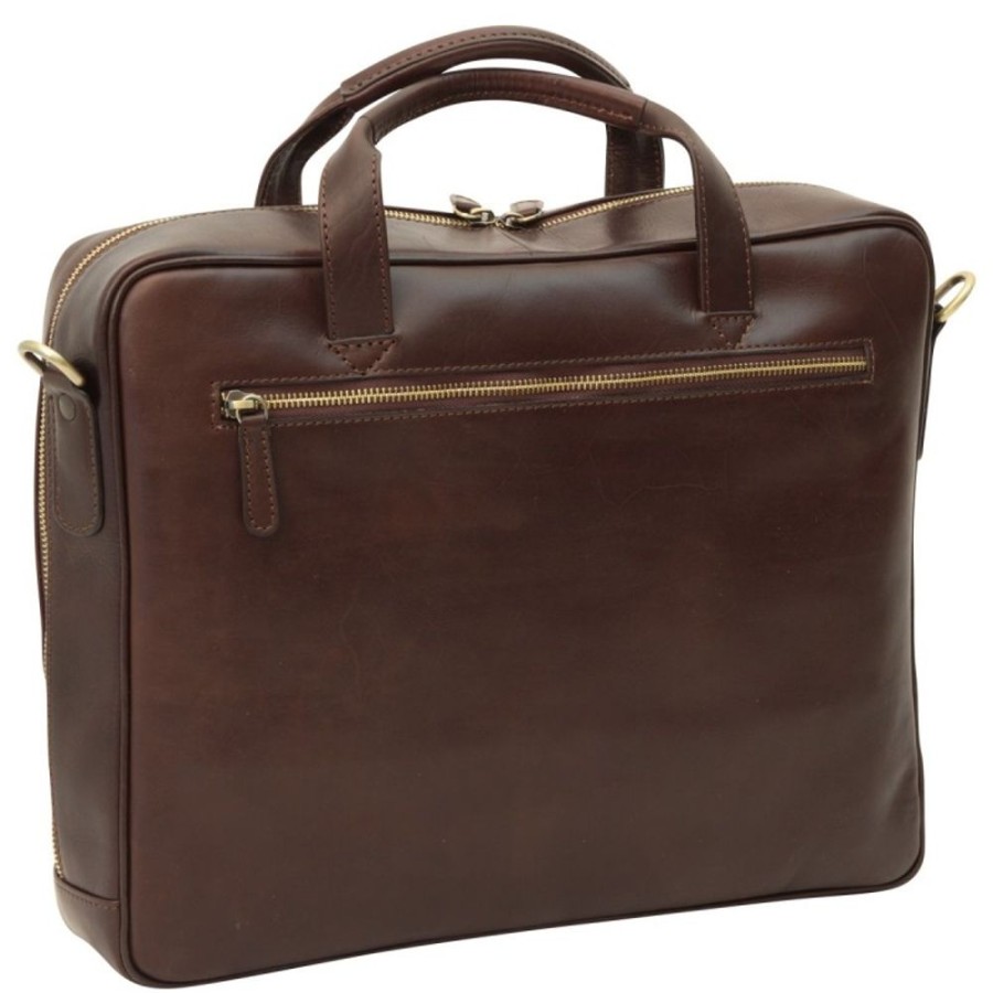 Business Officina 66 | Leather Woman Briefcase "Walbrzych" Dark Brown